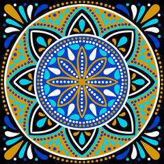 Moroccan ceramic tile pattern. Mediterranean traditional folk ornament.