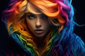 Naklejka premium Vibrant Multicolored Hair Portrait