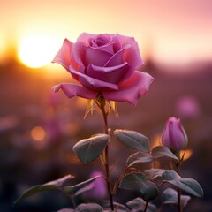 Vibrant Rose Bloom at Sunset