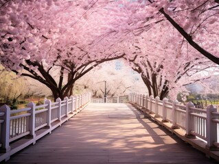 Fototapeta premium Enchanting Cherry Blossom Walkway