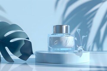 Cosmetic package background for product sales advertising from the concept of facial creams and serums.