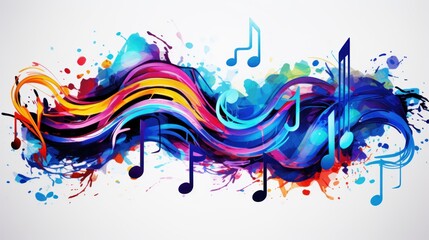 Colorful Music Notes and Splashes