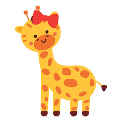 hand drawing cartoon giraffe. cute animal doodle