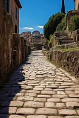 Picturesque cobblestone path in historic Italian town