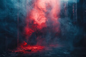 Crimson Cutters: Smoke and Light in a Moody Cinematic Scene
