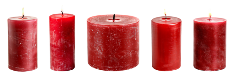 red candles isolated on transparent background