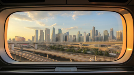 Naklejka premium City view from train window