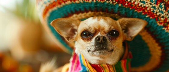 Chihuahua in sombrero woven serape