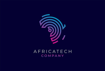 Africa Tech Logo,  Africa logo with technology style,  africa design logo template. vector illustration