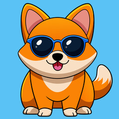             A cute dog wearing sunglasses vector illustration.
