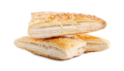 Delicious fresh puff pastries isolated on white