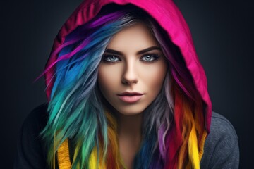 Fototapeta premium Vibrant Multicolored Hair Portrait