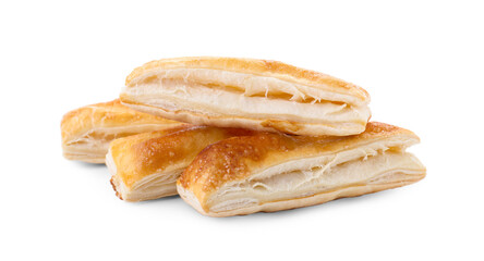 Delicious fresh puff pastries isolated on white