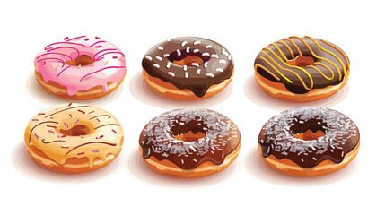 Tasty donuts isolated on white background Vector style