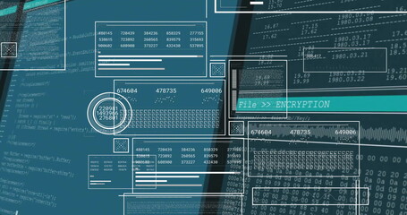 Image of financial data processing over screens