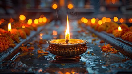 Lightning lamp for Diwali, festival of Hindus, Mandala, Happy Diwali design