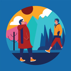 Stolling outside flat illustration