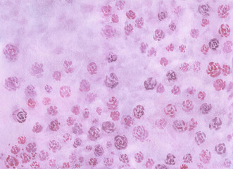 Watercolor painting nature background of pink rose or pink flower on paper. Template for valentine or love concept, spring, card and poster. copy space for text. Hand painted texture style.