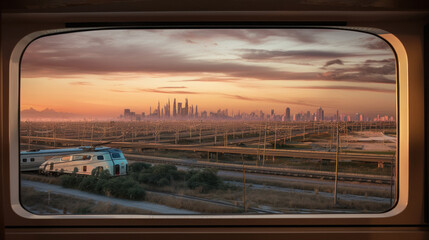 Obraz premium City view from train window