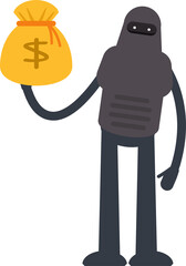 Robot Character Holding Dollar Sack
