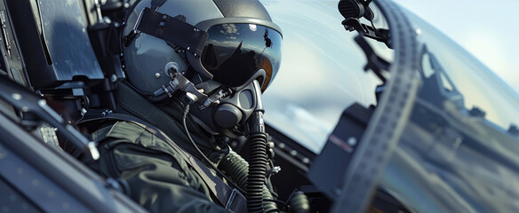 Obraz premium A pilot in the cockpit of a fighter jet