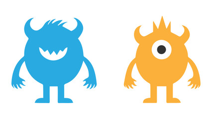 ordinary blue monster and yellow king monster with one eye
