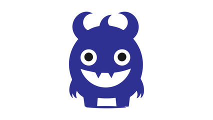 shape of a blue cute cartoon monster smiling 