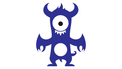 illustration of cartoon blue mini dragon with one eye and horns