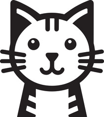 Cat head line art vector illustration for cat day.