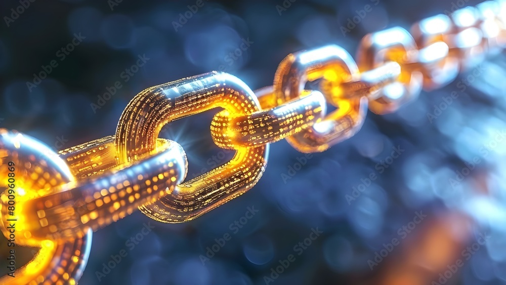 Aufkleber closeup of blockchain network showcasing decentralized nature of cryptocurrency transactions . conce