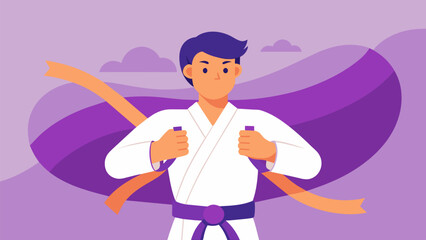 An illustration of a purple belt representing a higher level of proficiency and dedication in the martial art.