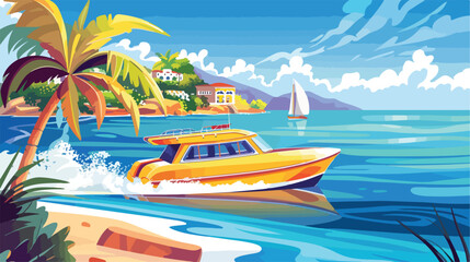 Water taxi for tourists at sea resort Vector style vector