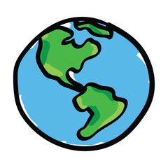 Hand drawn earth on white background