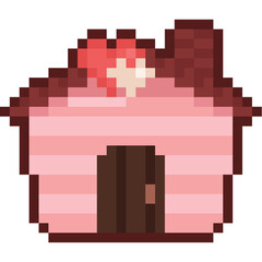 Pixel art pink house on top 