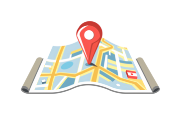 a map with a pin on it