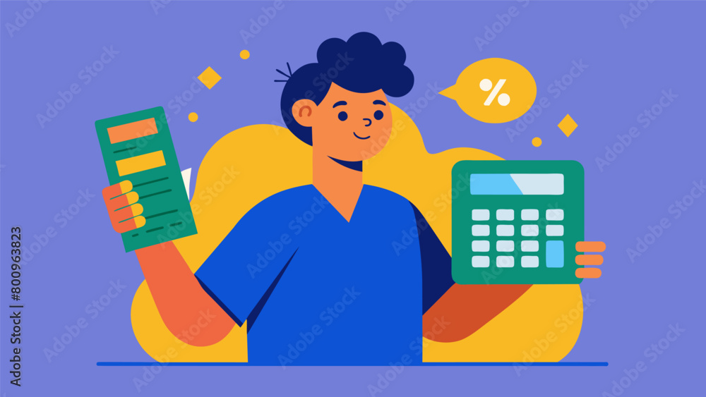 Poster a person holding a calculator trying to figure out how much they can spend on nonessential items wit