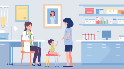 Obraz na płótnie Canvas Woman with little baby visiting pediatrician in clini