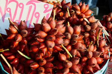 Full frame shot of ripe Zalacca fruit for sale in the market