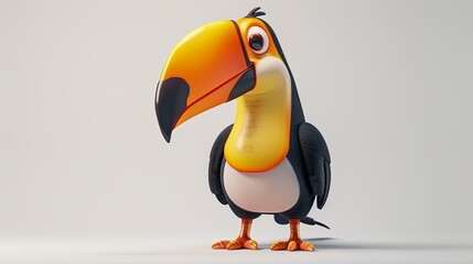 3d toucan bird on a white background