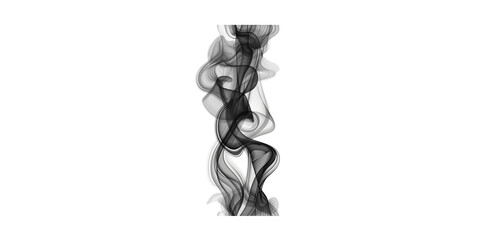 A vertical composition of swirling smoke against a white background,