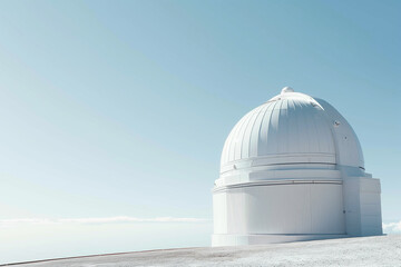Fototapeta premium photo against a clean white backdrop, an observatory's architectural beauty is highlighted, representing humanity's quest to unravel the mysteries of the universe,