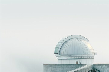 Obraz premium photo against a clean white backdrop, an observatory's architectural beauty is highlighted, representing humanity's quest to unravel the mysteries of the universe,