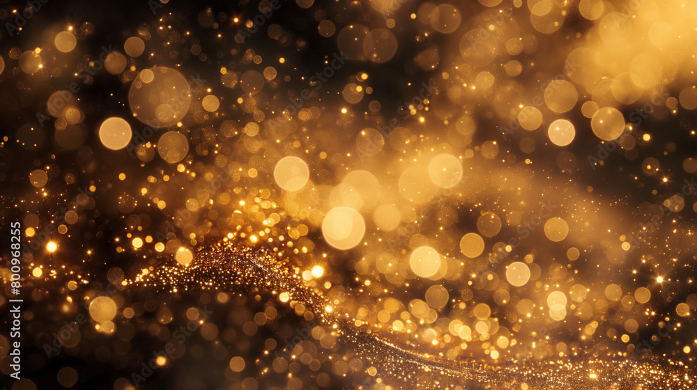 Aufkleber the image captures the mystic allure of sparkling golden particles floating in a hazy mist