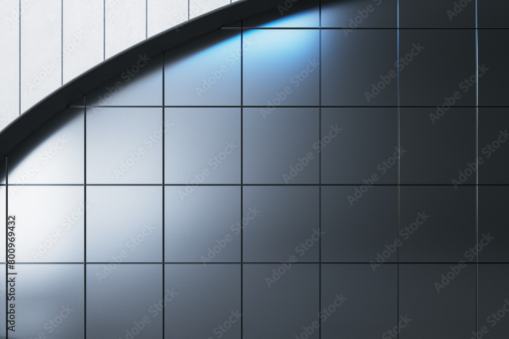 Poster modern underground interior with mock up place on tile wall. 3d rendering.