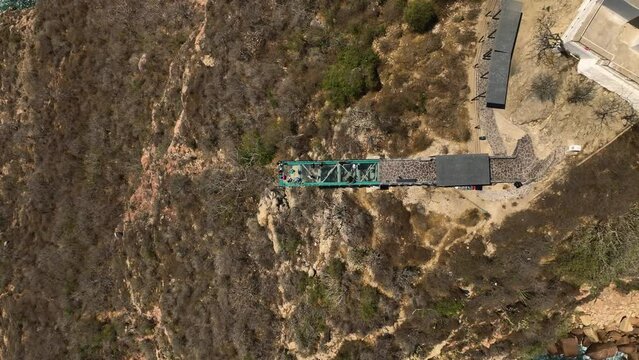 Top down drone shot above the Mirador de Cristal on the Creston island, in Mazatlan, Mexico