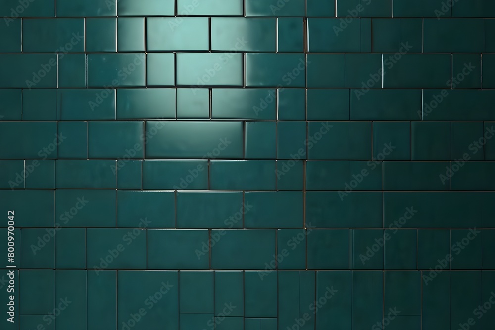 Aufkleber herringbone, semigloss mosaic tiles arranged in the shape of a wall. teal, 3d, bricks stacked to cre