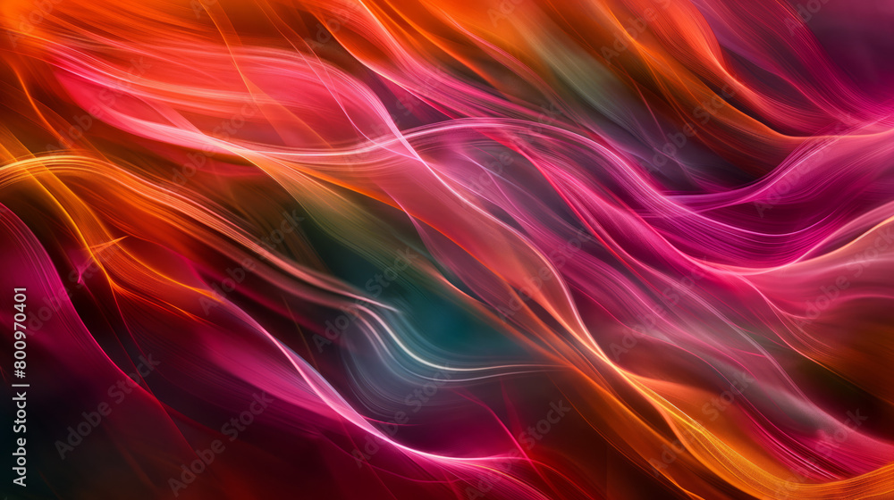 Aufkleber a dynamic composition of satin-like textures in bold red and pink waves, creating a sense of lively 