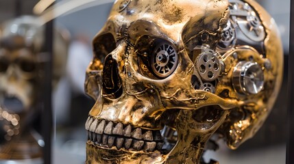 Ornate Mechanical Skull Showcasing the of Scientific Inquiry Generative ai