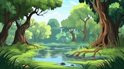 Enchanted Forest Scenery Illustration