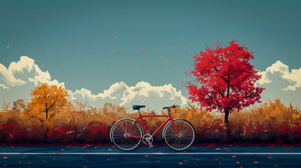 Bicycle illustration with bold colors